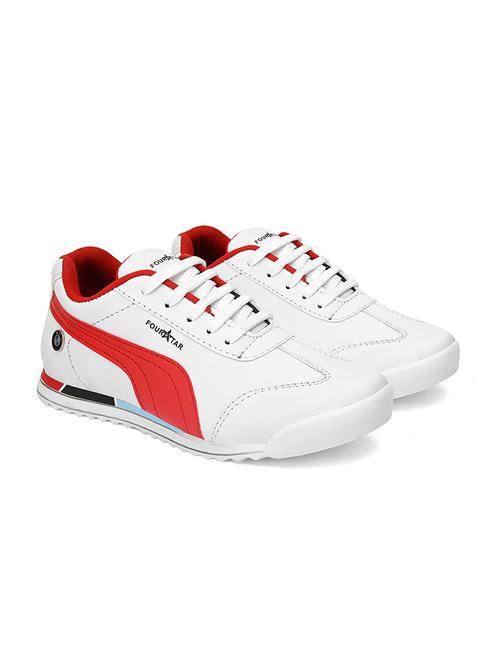 white synthetic lace up sneakers - 18875142 - Very Small Image - 1