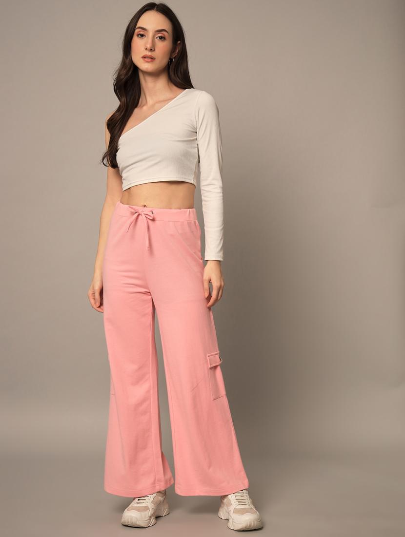 pink cotton wide leg track pant - 18875290 - Zoom Image - 4
