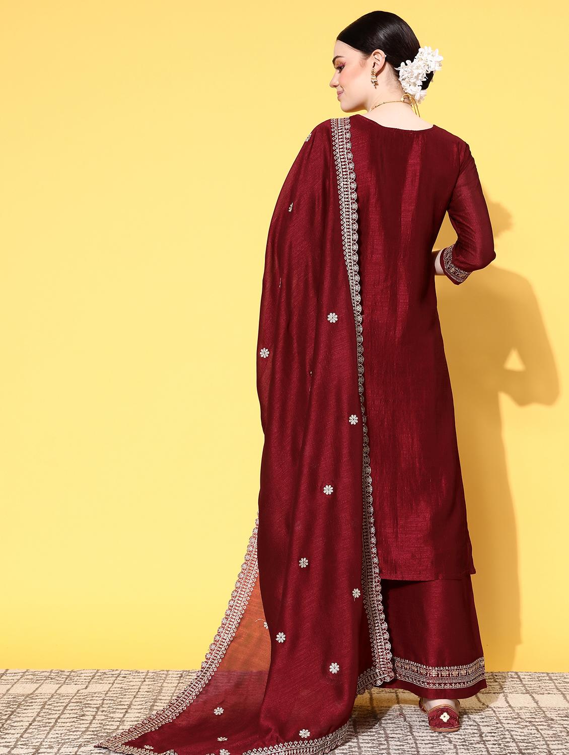 embroidered kurta set with dupatta - 18875442 - Zoom Image - 2