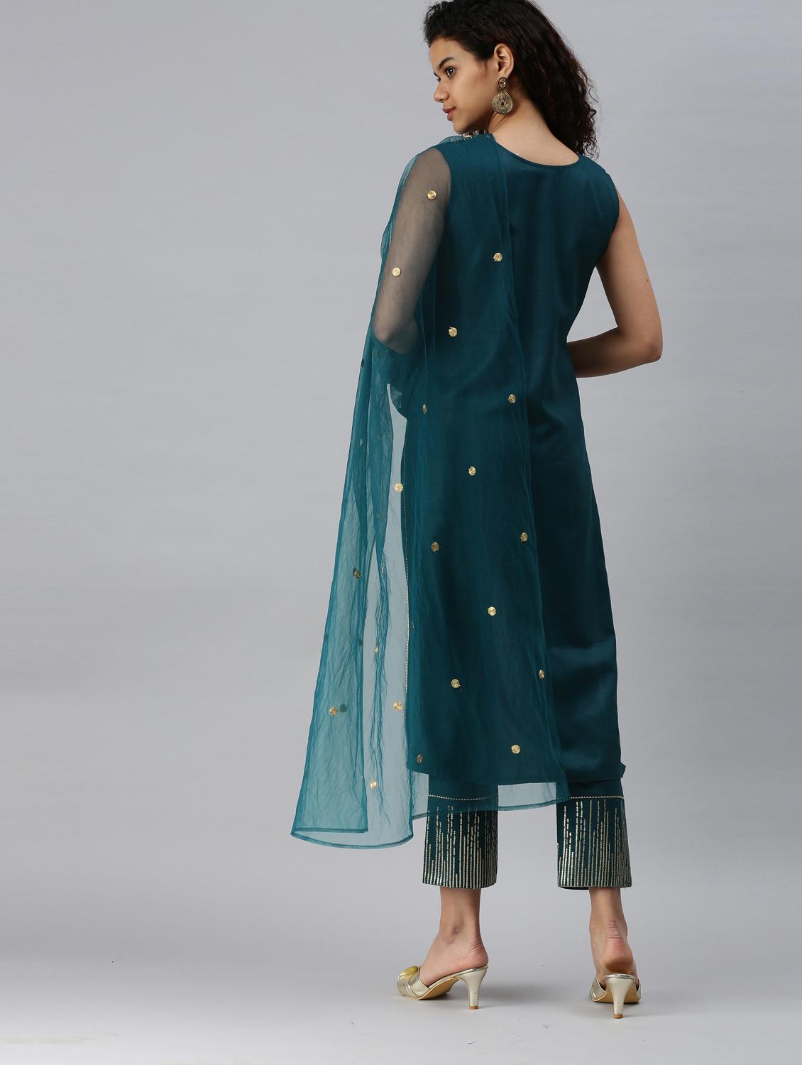 sequin suit set with dupatta - 18875447 - Standard Image - 2