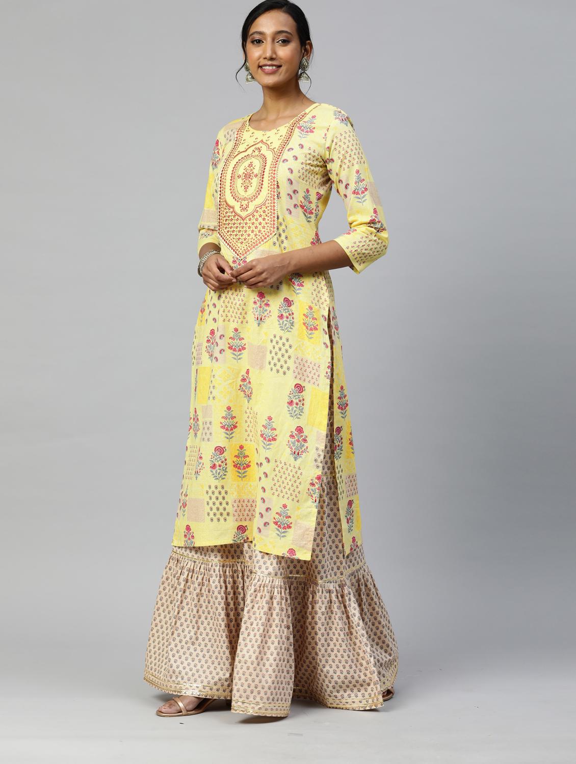 embroidered suit set with dupatta - 18875471 - Zoom Image - 1