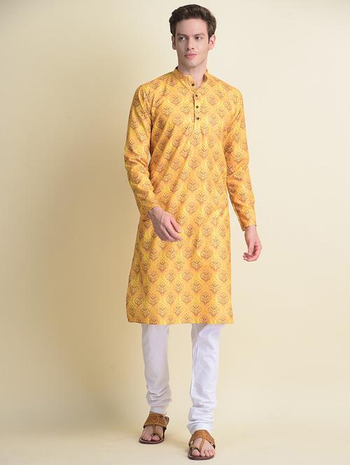 mandarin neck printed long kurta - 18876252 - Very Small Image - 1