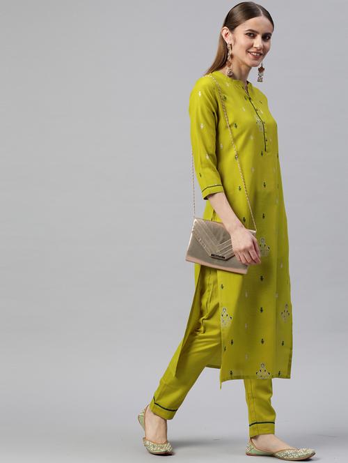 printed self design suit set - 18876497 - Very Small Image - 1