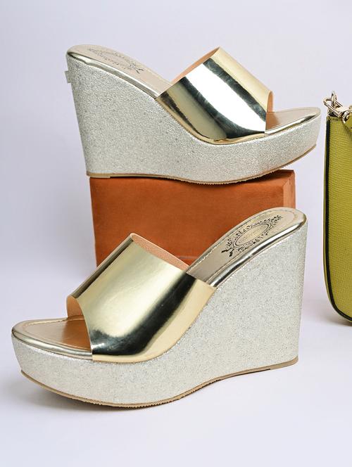 shoetopia women gold-toned solid heels - 18877715 - Very Small Image - 1