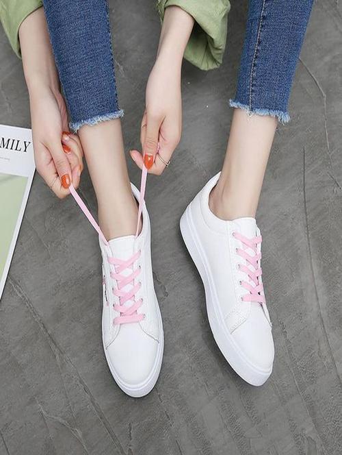 white synthetic laceup sneakers - 18877971 - Very Small Image - 1