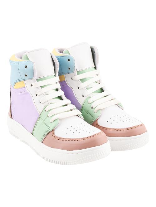 white synthetic laceup sneakers - 18877983 - Very Small Image - 1