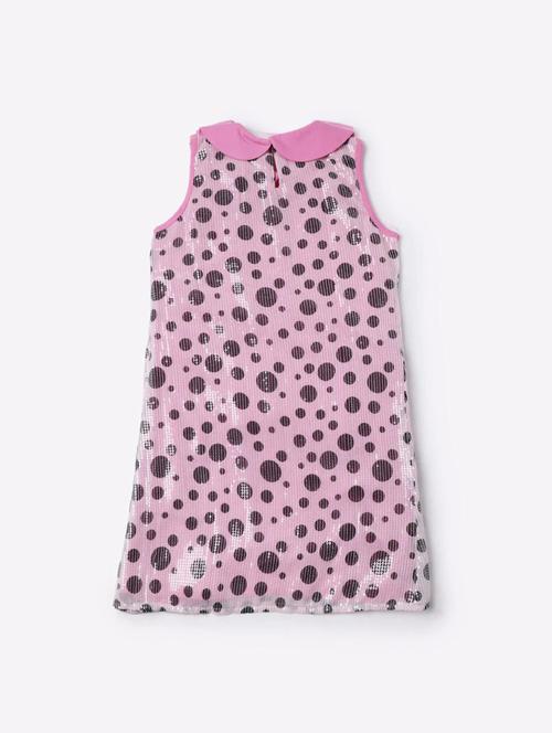 pink sequin polka dots chiffon frock - 18878565 - Very Small Image - 1