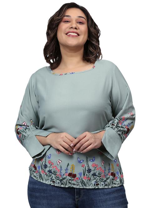 women's straight round neck top - 18878701 - Very Small Image - 1