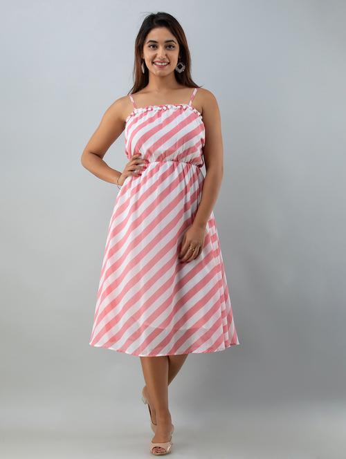 women's fit & flare striped dress - 18881141 - Very Small Image - 1