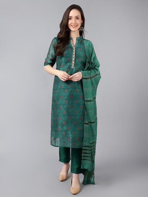 printed straight kurta set - 18882735 - Very Small Image - 1