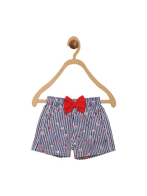 striped cotton blend shorts with bow details - 18882858 - Very Small Image - 1