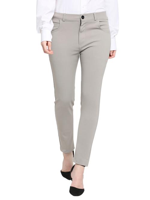grey solid cigarette trouser - 18886363 - Very Small Image - 1
