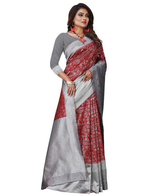 women's self design maroon colored saree - 18907898 - Very Small Image - 1