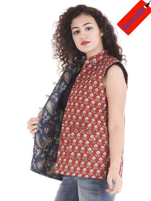 red printed ethnic jacket - 18908325 - Very Small Image - 1