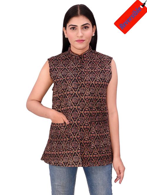 red printed ethnic jacket - 18908363 - Very Small Image - 1