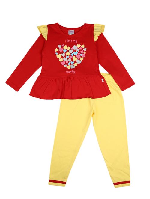 red & yellow cotton twin set - 18910104 - Very Small Image - 1
