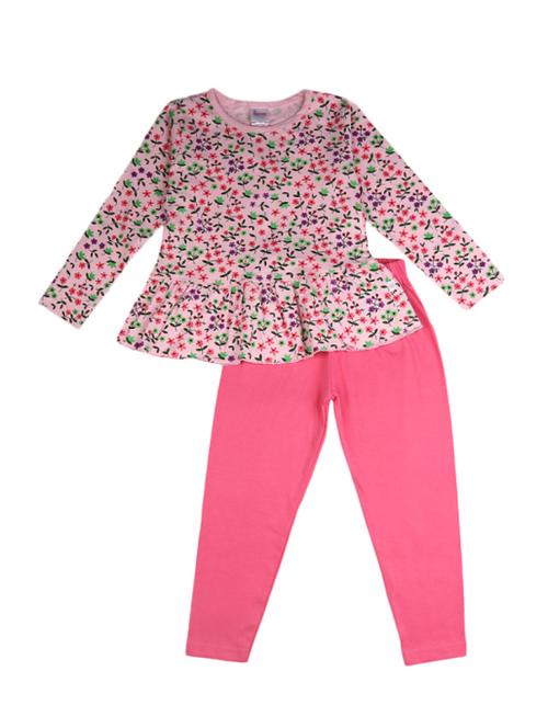 pink printed cotton twin set - 18910108 - Very Small Image - 1