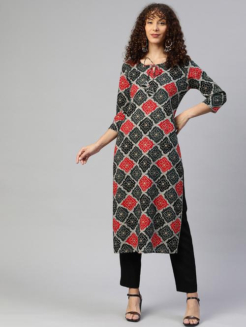 printed straight kurta - 18913381 - Very Small Image - 1