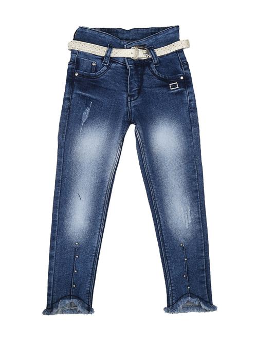 blue denim plain jeans with belt - 18928517 - Very Small Image - 1