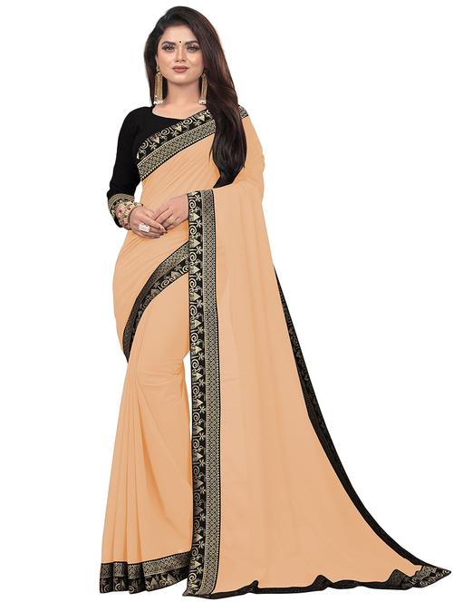 women's bordered orange colored saree with blouse - 18928968 - Very Small Image - 1