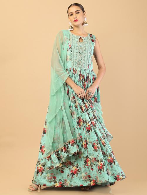 embroidered kurta dupatta set - 18929803 - Very Small Image - 1