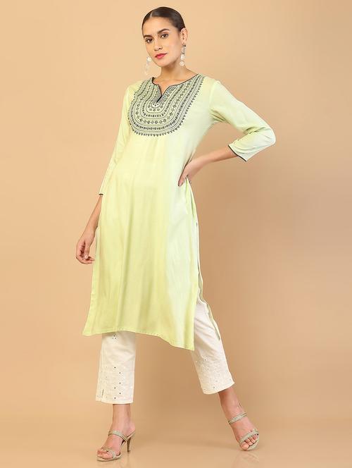 multi coloured embroidered kurta pant set - 18932006 - Very Small Image - 1