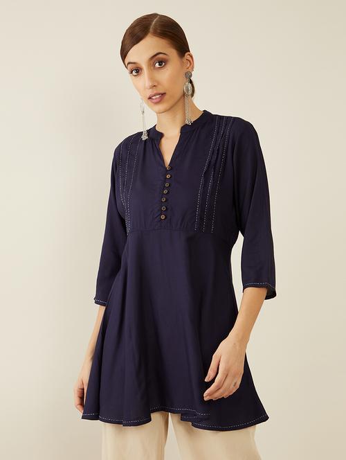 solid a-line kurta - 18932202 - Very Small Image - 1