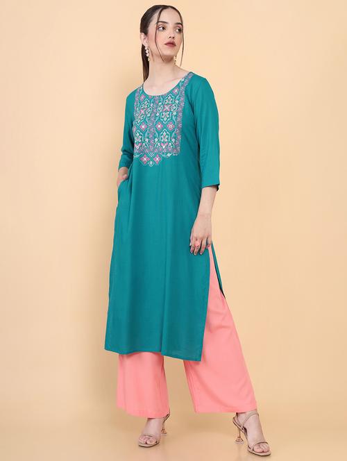women's straight kurta - 18932404 - Very Small Image - 1