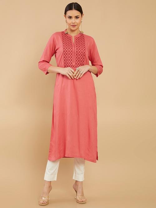women's straight kurta - 18932644 - Very Small Image - 1