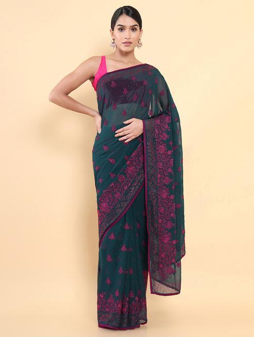 blue jamdani saree - 18933368 - Very Small Image - 1