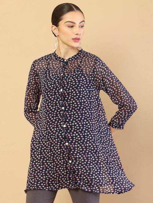 women three quarter sleeve a-line tunic - 18935342 - Very Small Image - 1