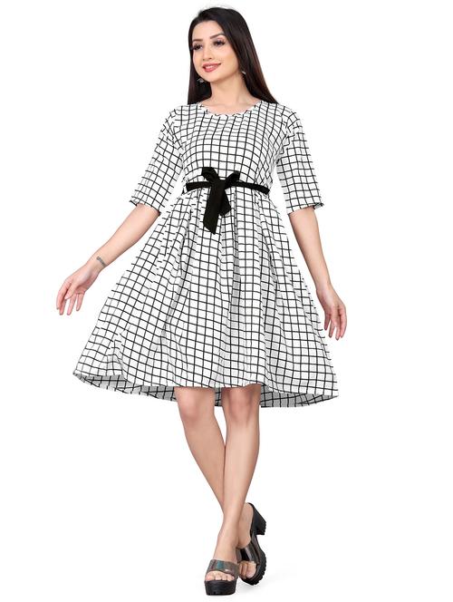white check print gown dress - 18940176 - Very Small Image - 1