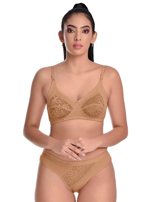 beige bras and panty set - 18940240 - Very Small Image - 1