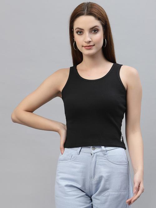 women's crop round neck top - 18949426 - Very Small Image - 1
