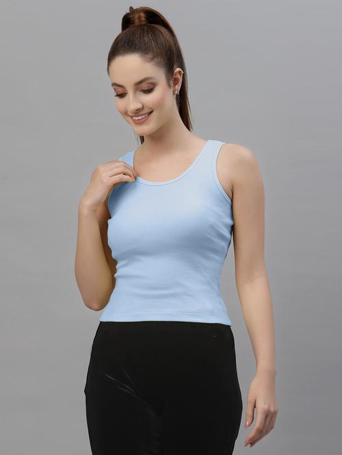women's crop round neck top - 18949435 - Very Small Image - 1
