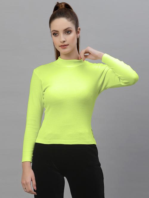 women solid mock neck long sleeves top - 18949444 - Very Small Image - 1