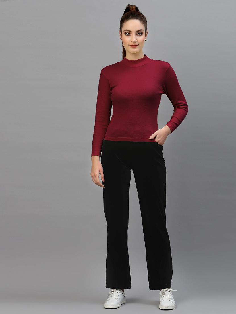women solid mock neck long sleeves top - 18949445 - Zoom Image - 3