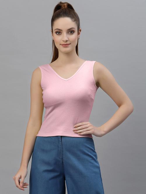 women's crop round neck top - 18949465 - Very Small Image - 1