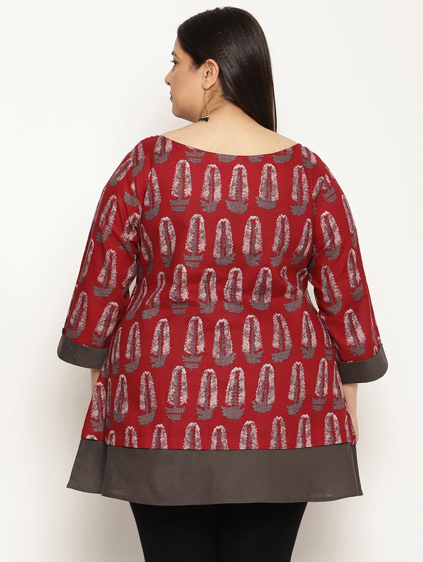 maroon printed regular top - 18950673 - Zoom Image - 3