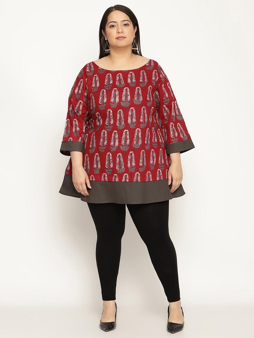maroon printed regular top - 18950673 - Standard Image - 5