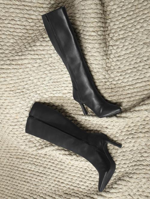 black pu knee length  boots - 18950998 - Very Small Image - 1