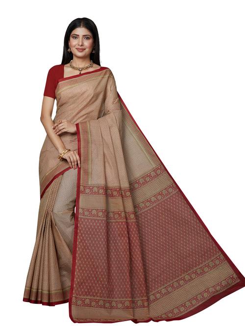women's printed peach colored saree - 18958947 - Very Small Image - 1