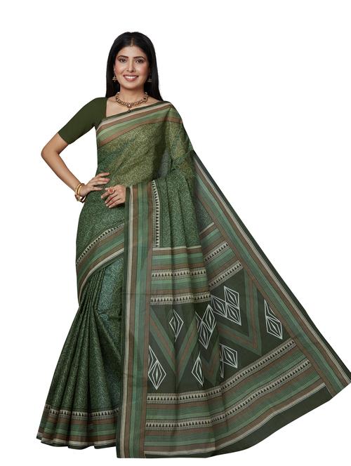 women's floral olive colored saree - 18958960 - Very Small Image - 1