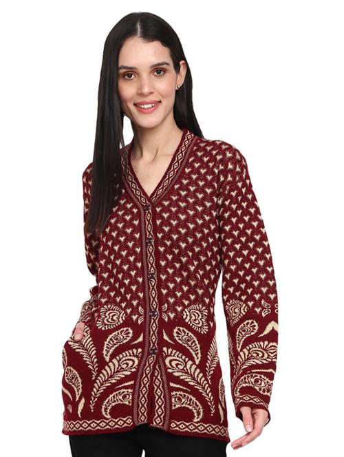 button up front wool cardigan - 18961434 - Very Small Image - 1