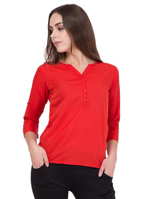 notch neck solid regular top - 18962255 - Very Small Image - 1