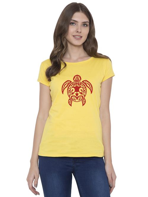 yellow cotton blend regular tshirt - 18962485 - Very Small Image - 1