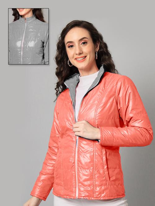 women orange polyester reversible jacket - 18968208 - Very Small Image - 1