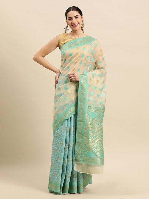 green silk saree with blouse - 18968329 - Very Small Image - 1