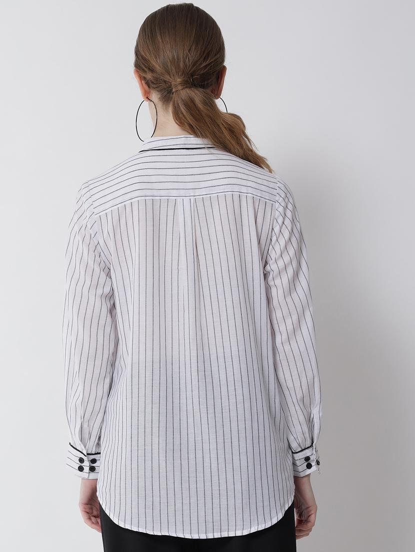 mandarin neck striped shirt - 18968485 - Standard Image - 2