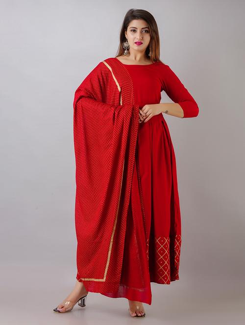 women solids round neck kurta dupatta set - 18968512 - Very Small Image - 1